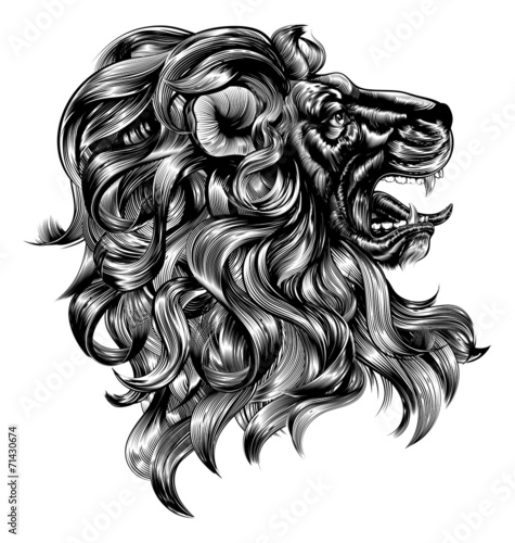 Fototapeta Naklejka Na Ścianę i Meble -  Vintage woodblock style lion
