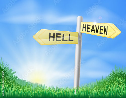 Heaven or Hell decision sign