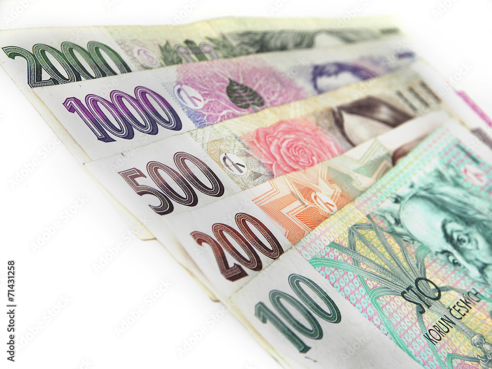 Obraz premium Czech money on white background