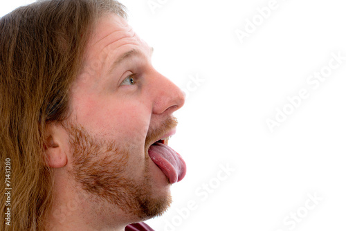 crazy man stick out the tongue