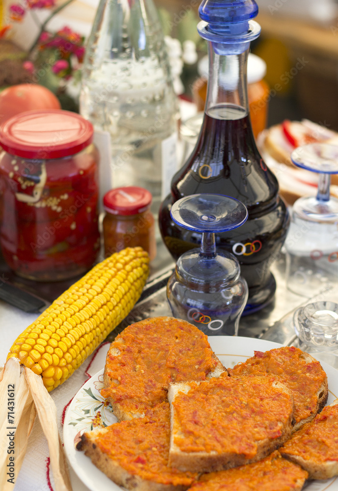 Traditional Hungarian vegetable food and drink Traditional Hungarian vegetable food and drink