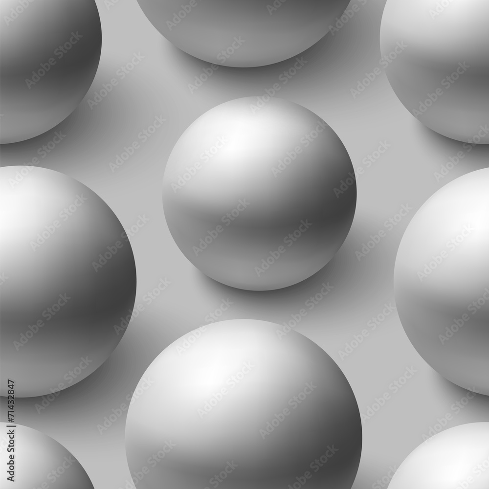 Obraz premium Seamless pattern with realistic grey spheres