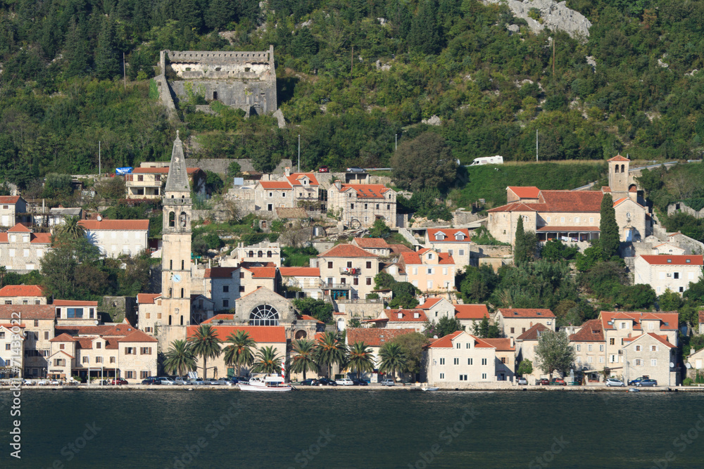 Beautiful view of the city of Perast, Montenegro