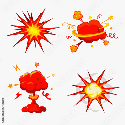 Konstfotografi Comic Book Explosion, Bombs And Blast Set