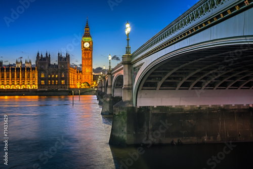 Big Ben  Queen Elizabeth Tower and Wesminster Bridge Illuminated
