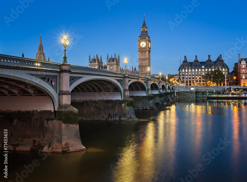 Big Ben, Queen Elizabeth Tower and Wesminster Bridge Illuminated © anshar73