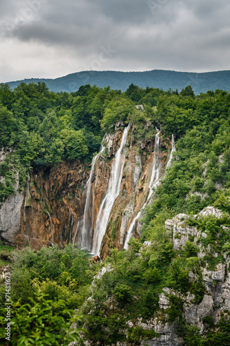 Waterfall in Plitvice Lakes National Park  Croatia