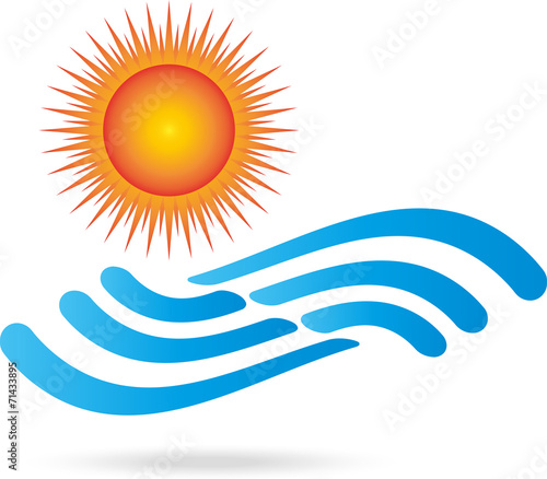 Logo, Wellen, Wasser, Sonne