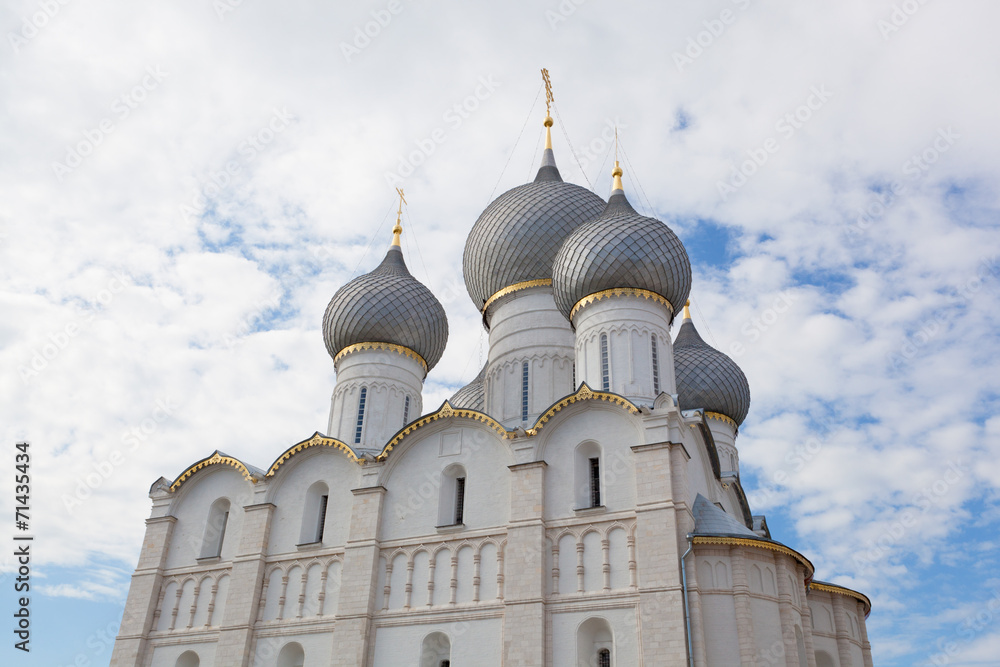 Assumption Cathedral domes in Rostov against the sky Assumption Cathedral domes in Rostov against the sky