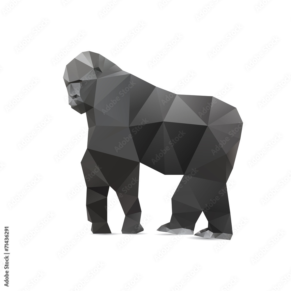 Obraz premium Styl niskiej wielokąta trójkąta goryla.
