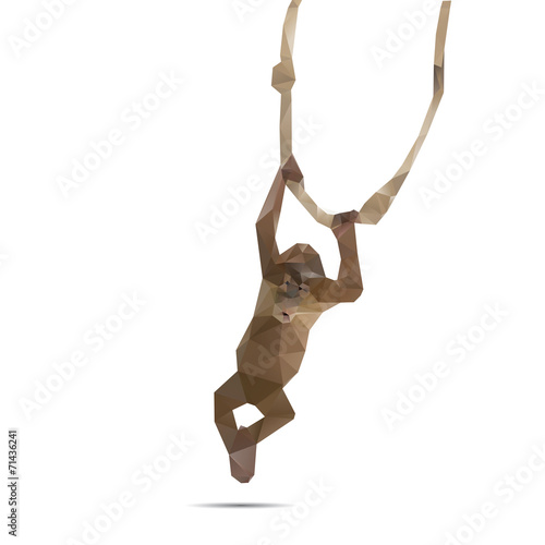Illustration of origami brown monkey