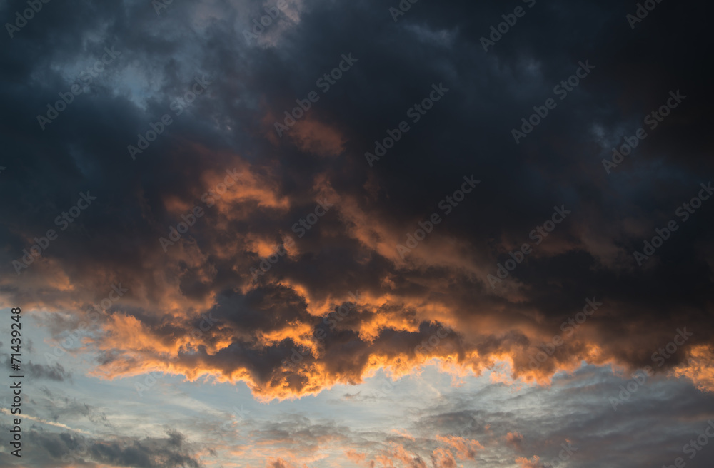 Stunning vibrant stormy cloud formation background