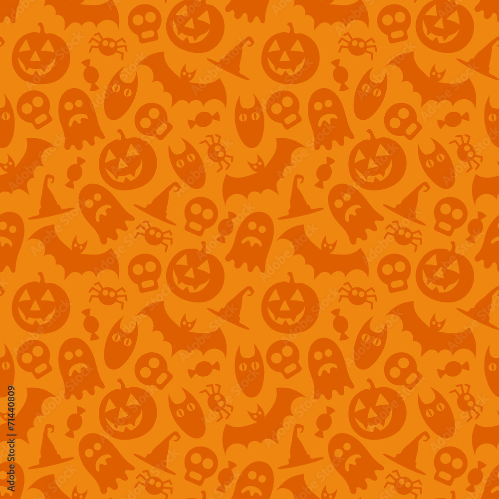 Halloween vector seamless pattern - obrazy, fototapety, plakaty 