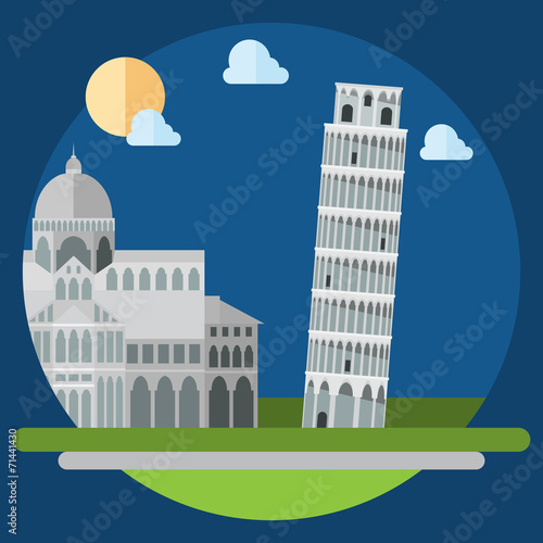 Flat design of piza square buildings