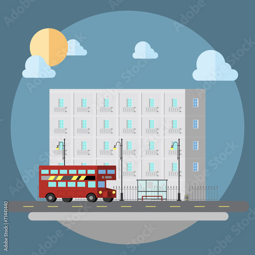 Flat design of cityscape street