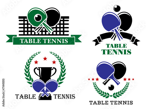Four Table Tennis emblems or badges