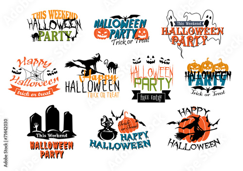 Halloween party and Happy Halloween designs