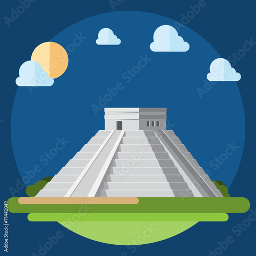 Flat design of Chichen Itza