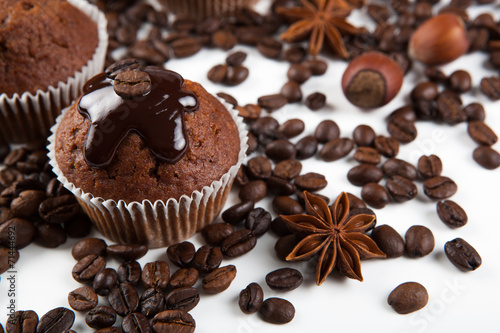 chocolate cake with coffee beans