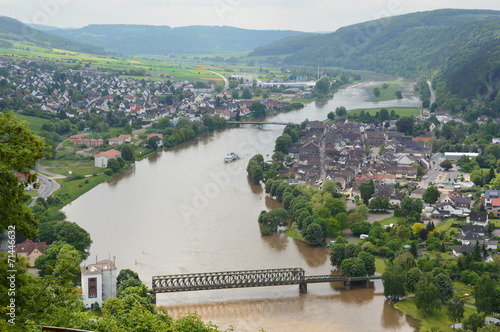 Bodenwerder vom Berg bei Hochwasser