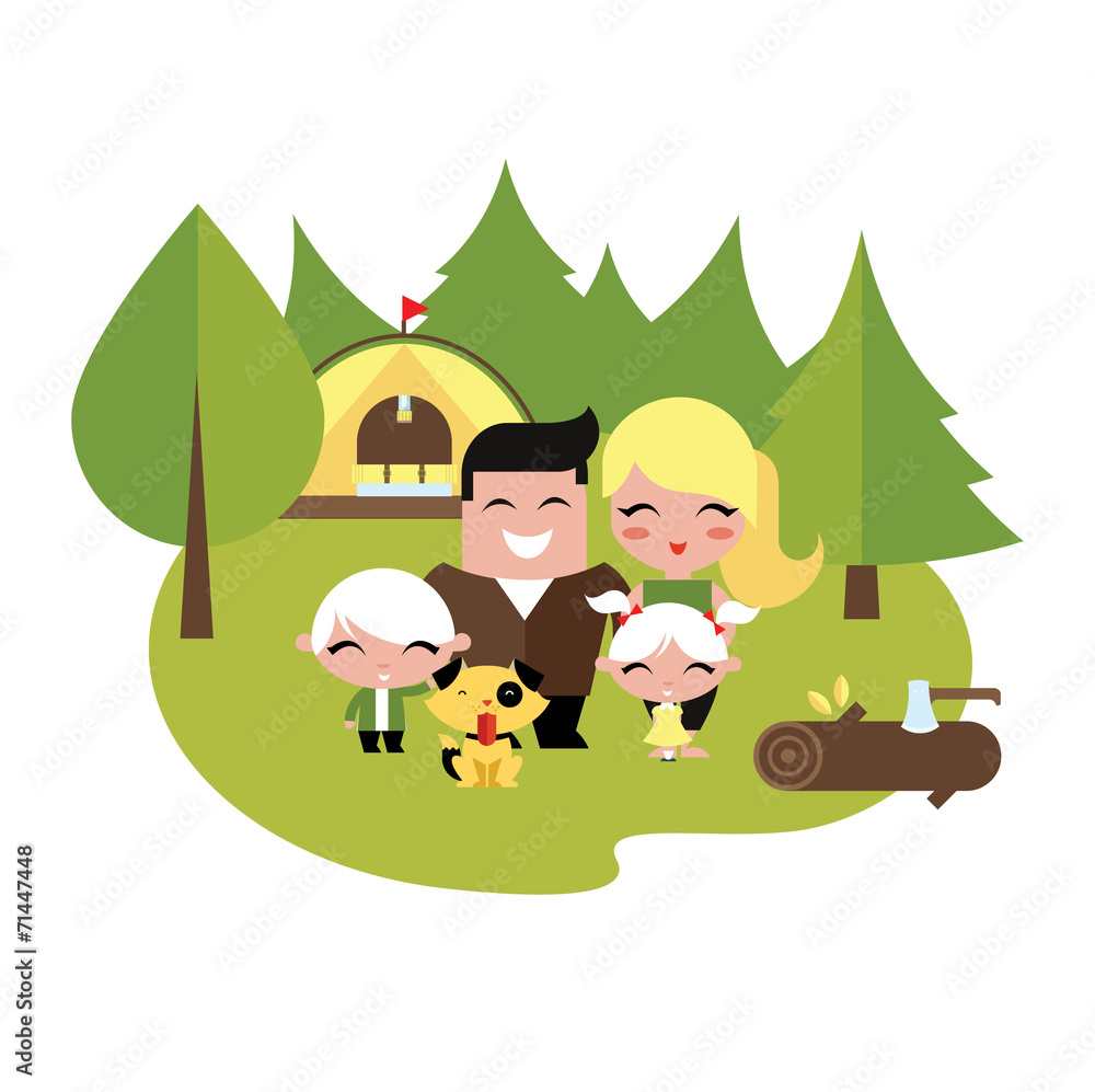 Naklejka premium Family camping outdoors