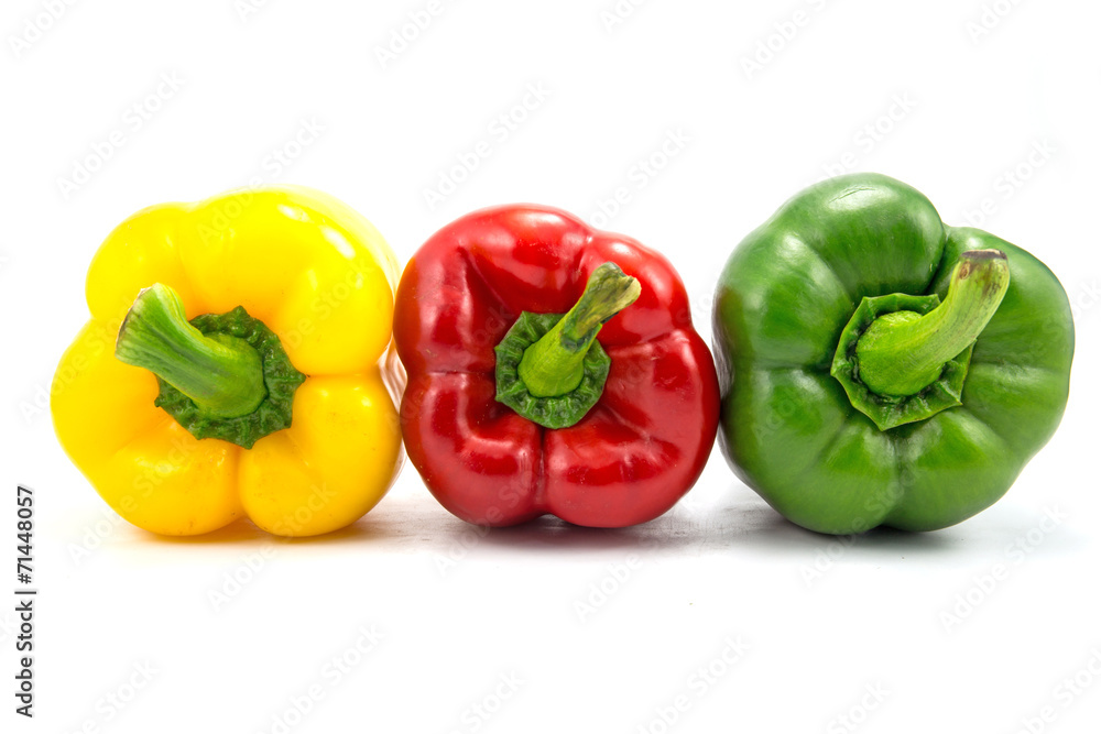 Colored Fresh Sweet Pepper on White Background. Colored Fresh Sweet Pepper on White Background.