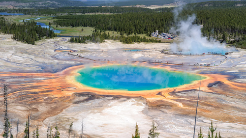 Blue hot spring, panoramic Grand Prismatic Spring, Yellowstone