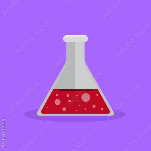 Chemical Bottle With Red Liquid And Purple Background
