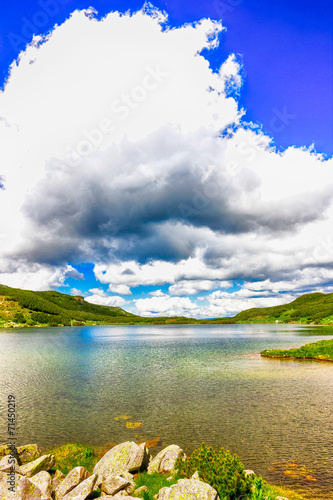 Beautiful summer landscape with Calcescu lake in Parang mountain photo