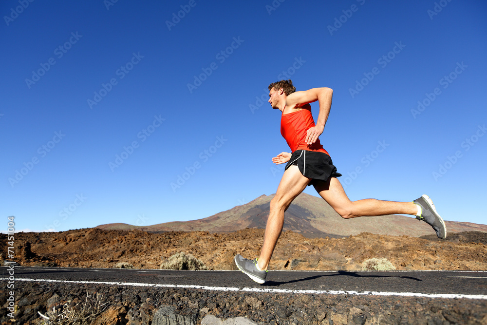 Sport running man - male runner training outdoors Sport running man - male runner training outdoors