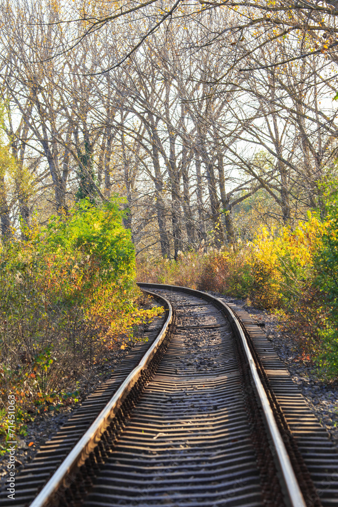 Scenic railroad in autumn in remote rural area