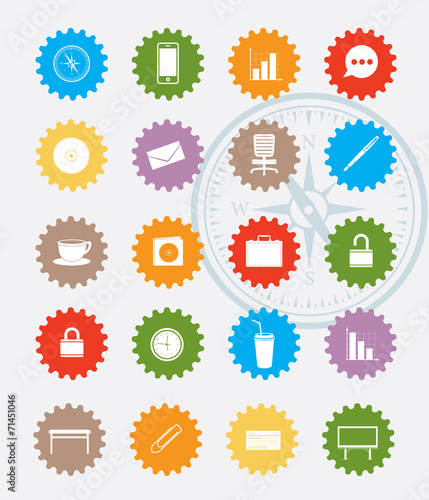 Office icon set,colour version,clean vector