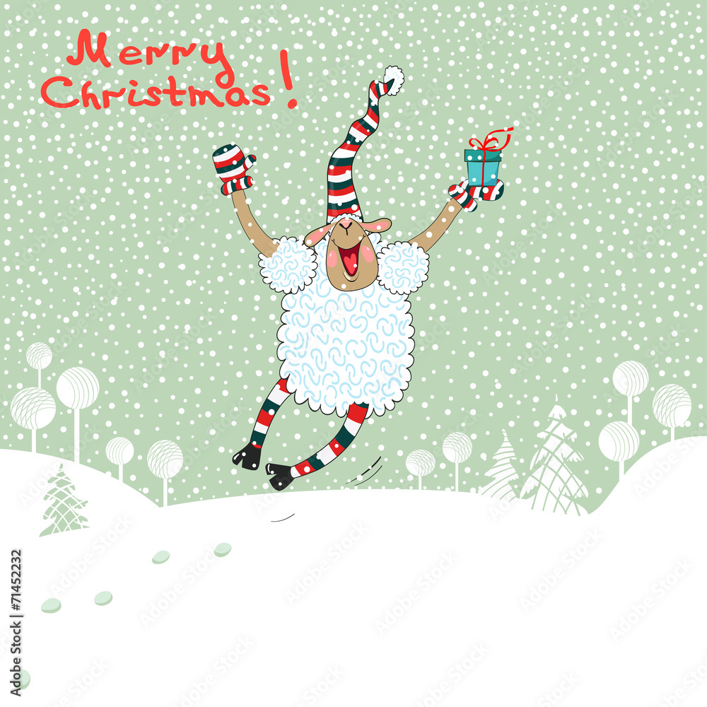 Merry card with sheep Merry card with sheep