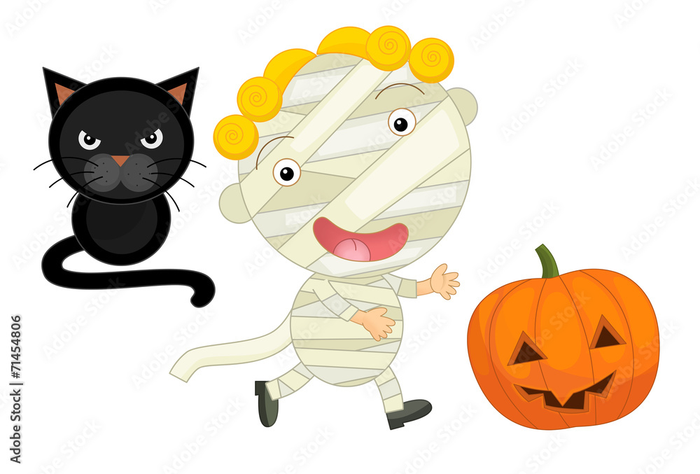 Cartoon happy and funny child - isolated - mummy - illustration for children Cartoon happy and funny child - isolated - mummy - illustration for children