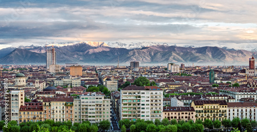 Turin (Torino), panorama with Alps