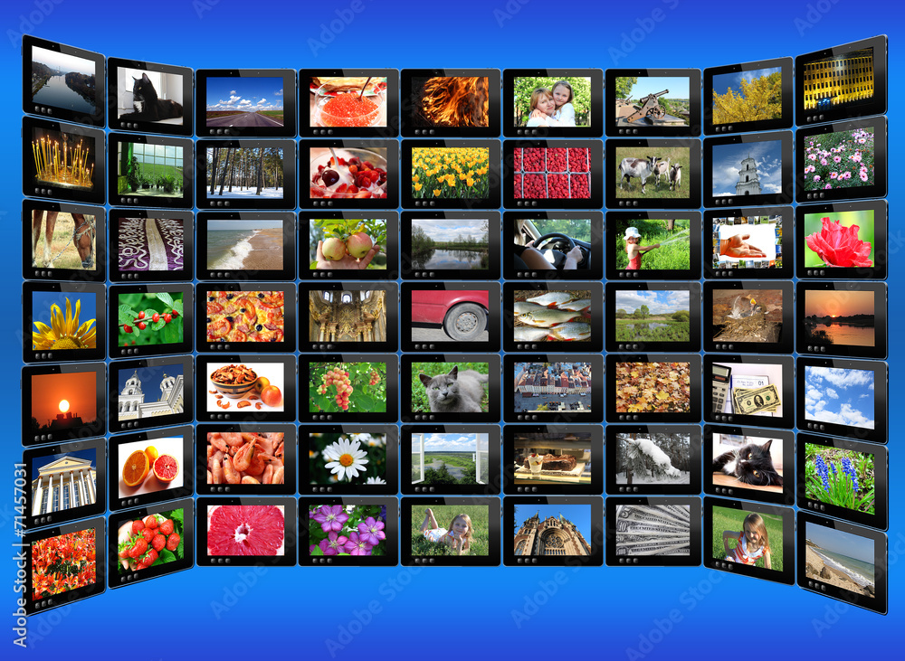 black tablets with motley pictures on the blue black tablets with motley pictures on the blue