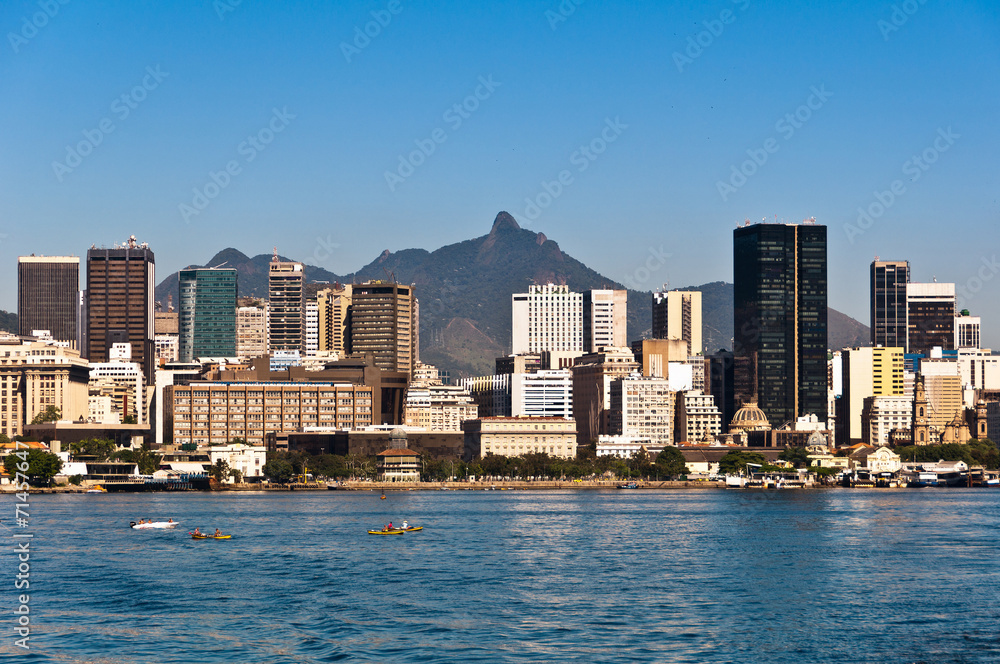 Obraz premium Rio de Janeiro Downtown Skyline with Mountains