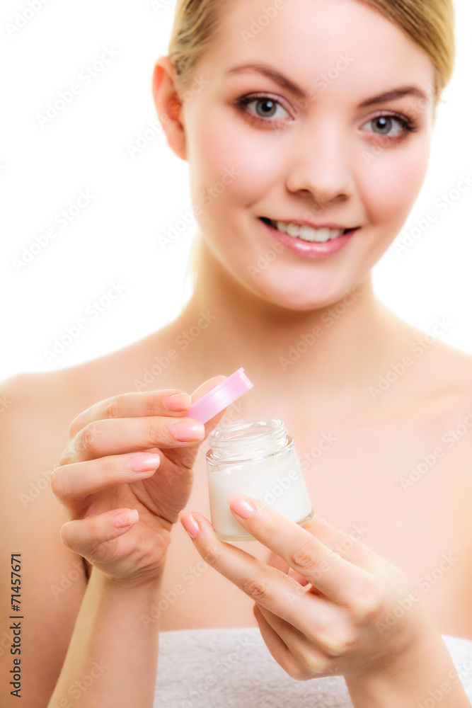 Skin care. Girl applying moisturizing cream. Skin care. Girl applying moisturizing cream.