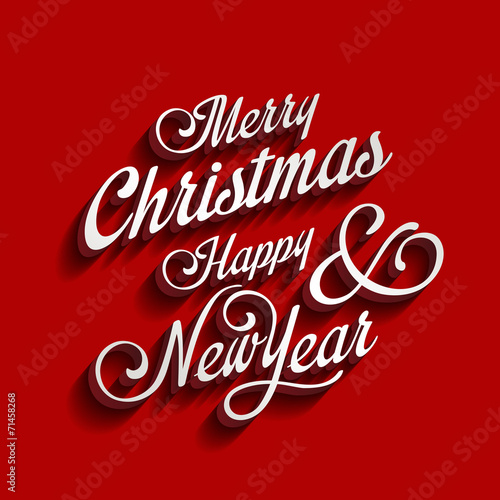 Merry Christmas and Happy New Year type calligraphic typography