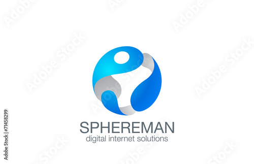 3D Sphere Man Logo design vector. Business Logotype