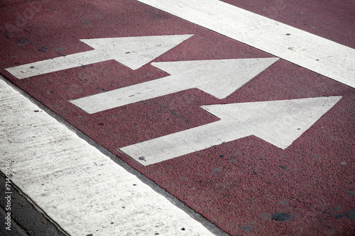 Pedestrian crossing with road marking: white arrows and rectangl © evannovostro