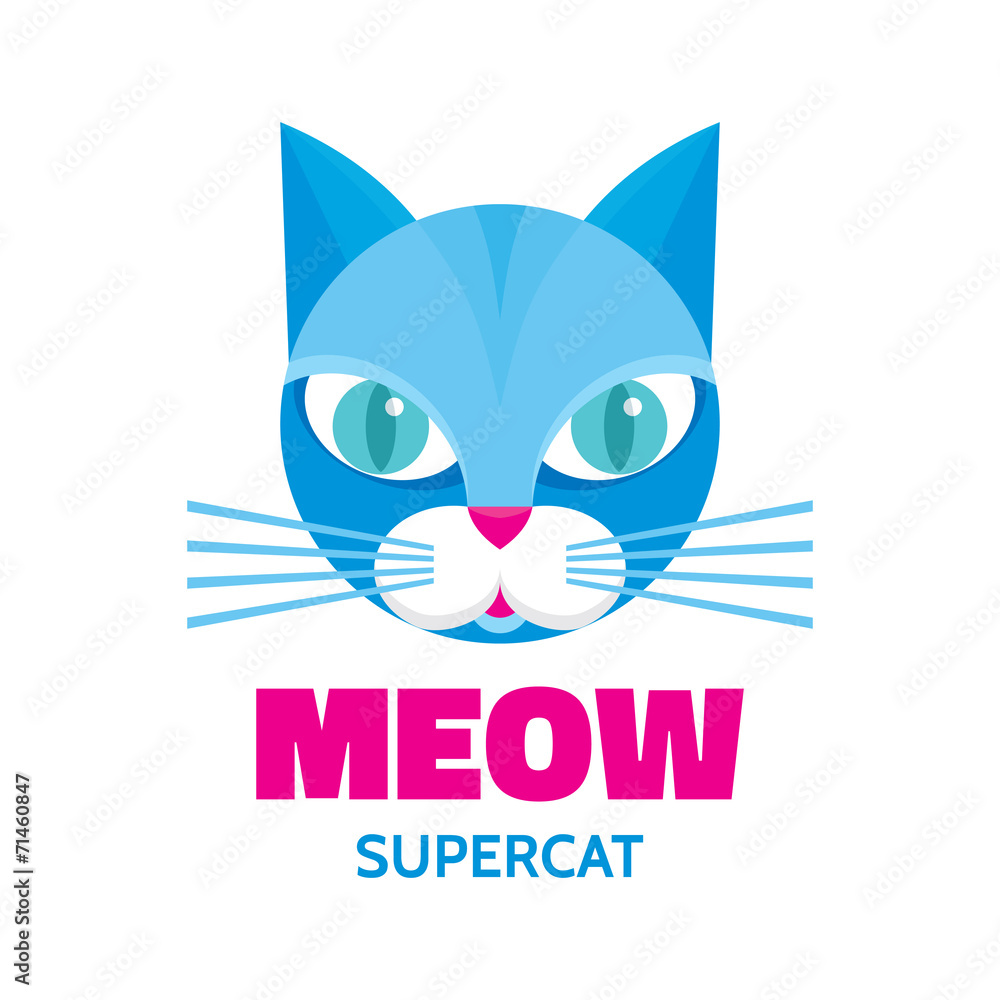 Meow - supercat - vector concept illustration. Blue cat animal. Meow - supercat - vector concept illustration. Blue cat animal.