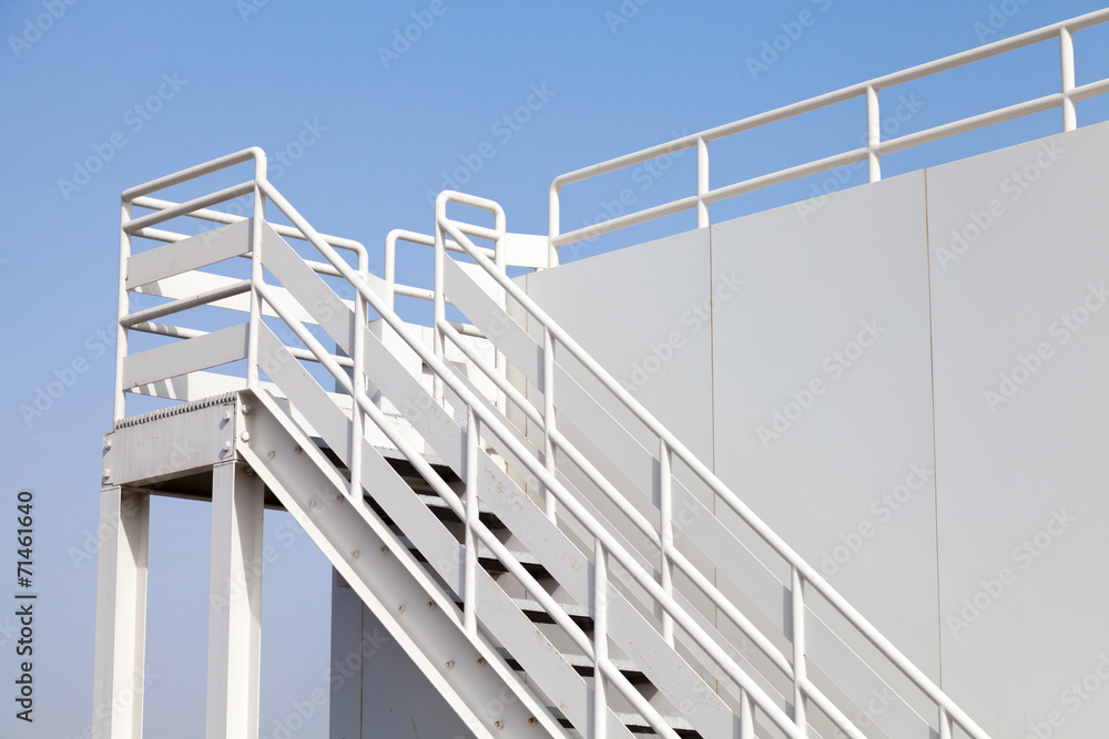 White stairway to the captain bridge on the big ship White stairway to the captain bridge on the big ship
