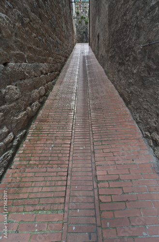 Narrow medieval street in Pienza, Tuscany, Italy
