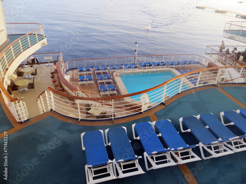 Pool on a cruise ship overlooking the ocean