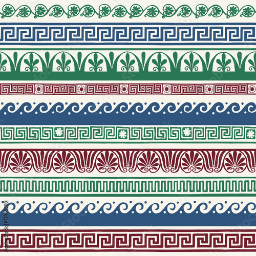 Foto Greek style seamless borders - hand drawing