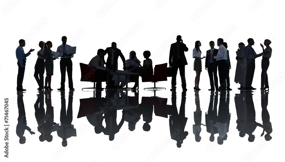 Silhouette Group of People in Meeting Silhouette Group of People in Meeting