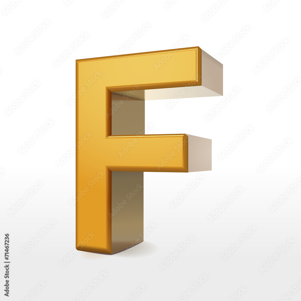 golden 3d alphabet F golden 3d alphabet F