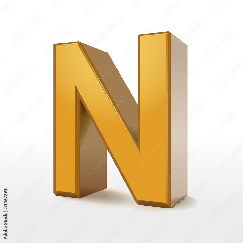 golden 3d alphabet N golden 3d alphabet N