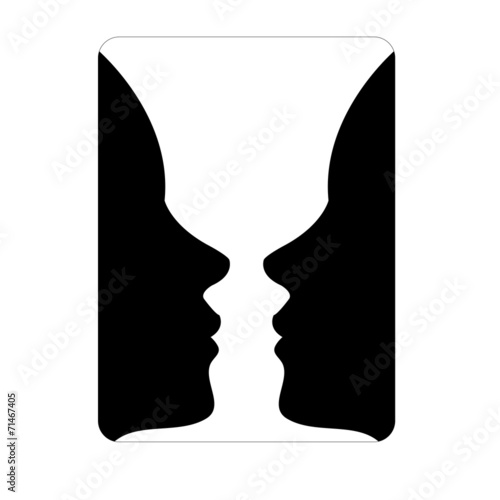 Two faces side by side- illusion of a vase